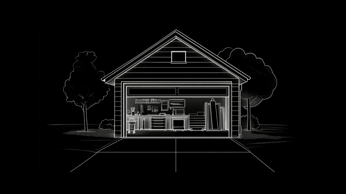 Garage with the door up illustration